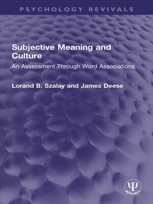cover image of Subjective Meaning and Culture